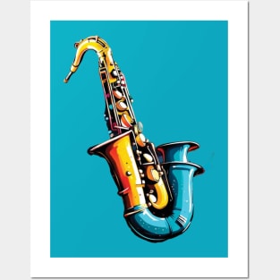 colorful saxophone Posters and Art